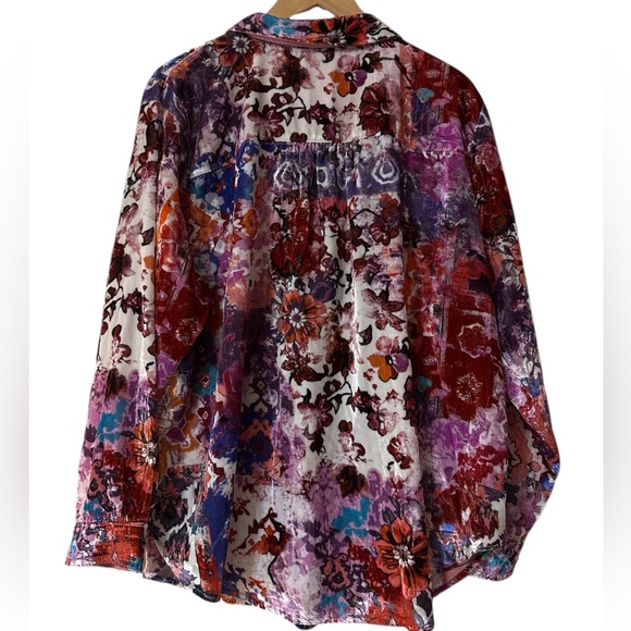 Anthropologie Pilcro The Hadley Velvet Relaxed Button-down Shirt in Pink Sz. 2X - Picture 11 of 14